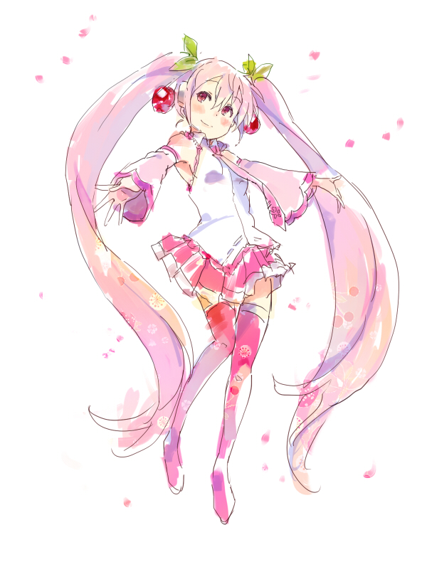 hatsune miku and sakura miku (vocaloid) drawn by ume_(plumblossom)
