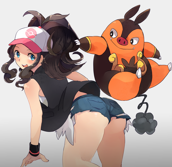 hilda and pignite (pokemon and 1 more) drawn by onaramaru