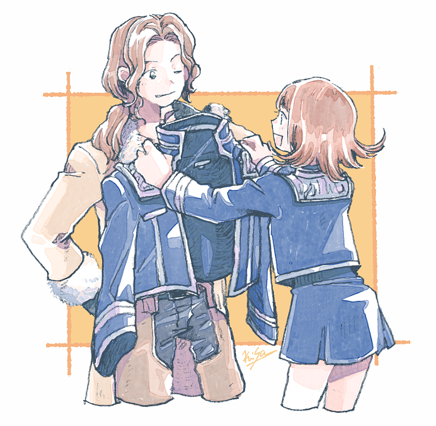 selphie tilmitt and irvine kinneas (final fantasy and 1 more) drawn by michibata_65