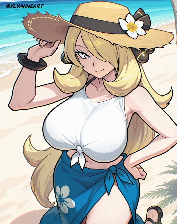 cynthia (pokemon and 1 more) drawn by ylvanne