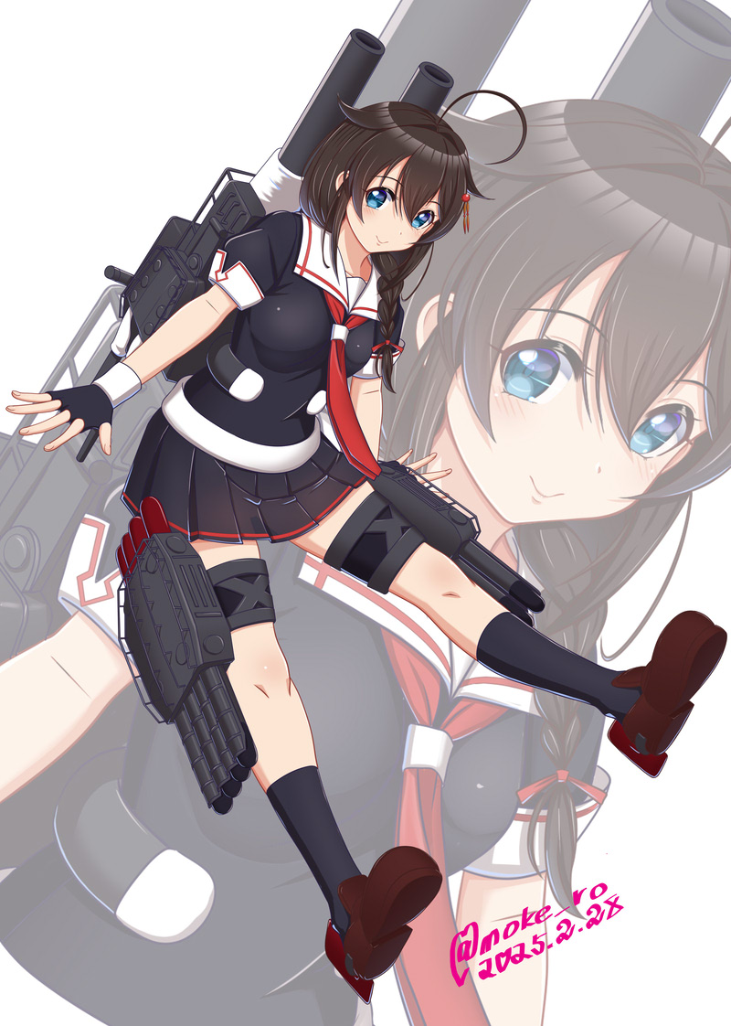 shigure and shigure kai ni (kantai collection) drawn by moke_ro