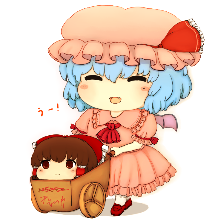 hakurei reimu and remilia scarlet (touhou) drawn by azuma_meri