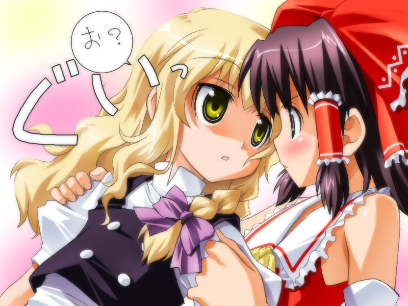hakurei reimu and kirisame marisa (touhou) drawn by umekichi