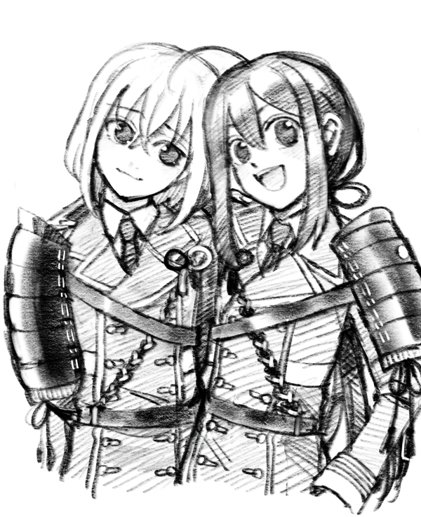 namazuo toushirou and honebami toushirou (touken ranbu) drawn by grimay