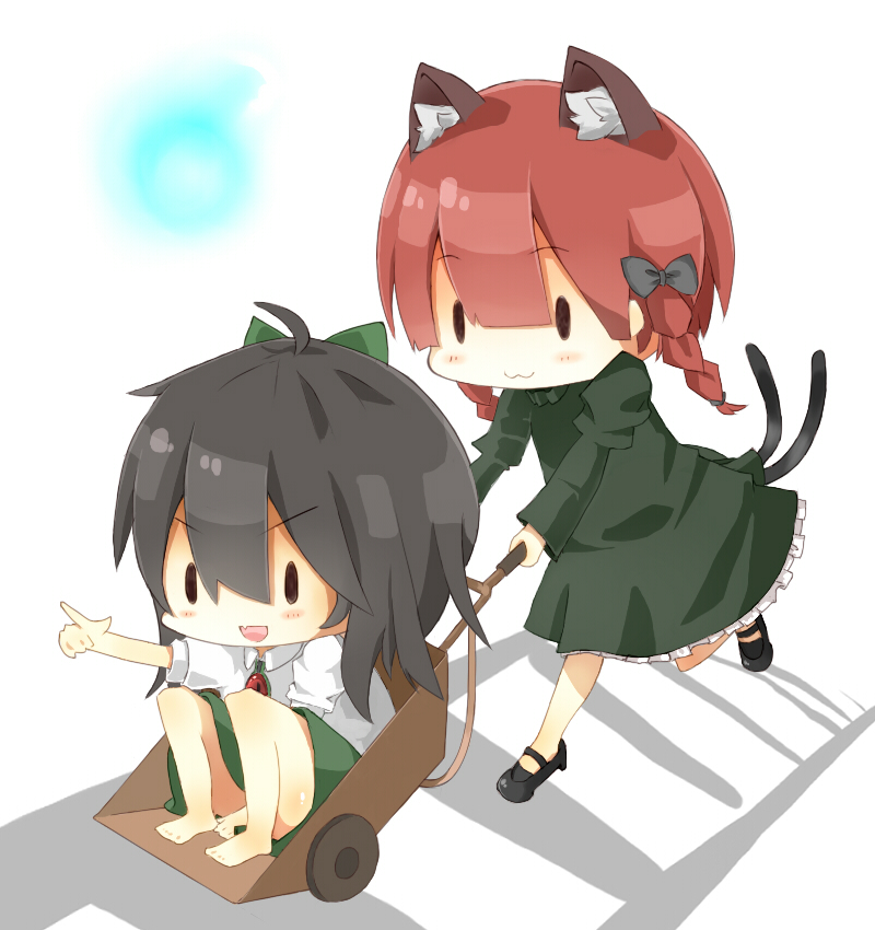 kaenbyou rin and reiuji utsuho (touhou) drawn by rasu_(rasarosu)