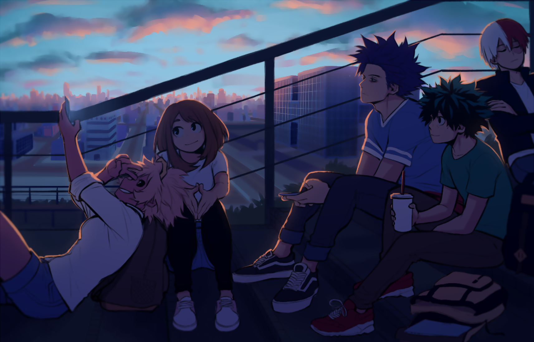 Uraraka Ochako Midoriya Izuku Ashido Mina Todoroki Shouto And Shinsou Hitoshi Boku No Hero Academia Drawn By Keiid Danbooru