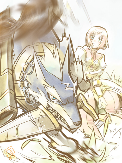 estellise sidos heurassein, raven, and repede (tales of and 1 more) drawn by nyagojiro