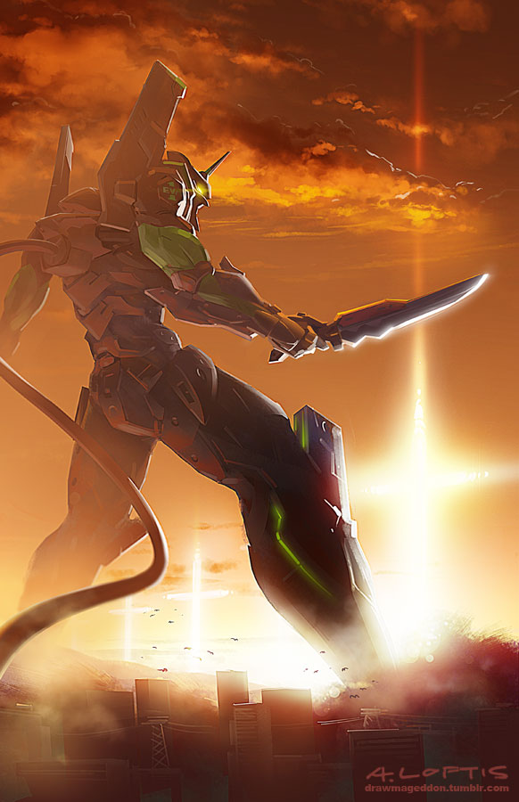 eva 01 (neon genesis evangelion) drawn by arthur_loftis