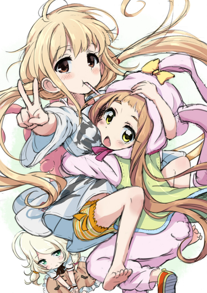futaba anzu, ichihara nina, and yusa kozue (idolmaster and 1 more) drawn by kingin