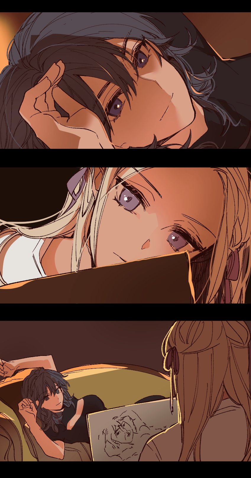 female byleth and edelgard von hresvelg (fire emblem and 2 more) drawn by fresa_pie