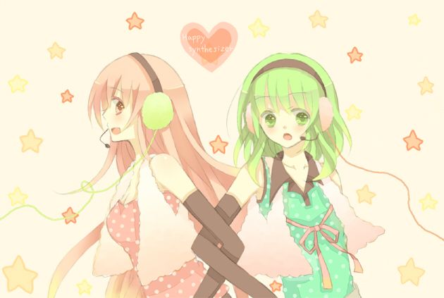 megurine luka and gumi (vocaloid and 1 more) drawn by maron_(sora2353)