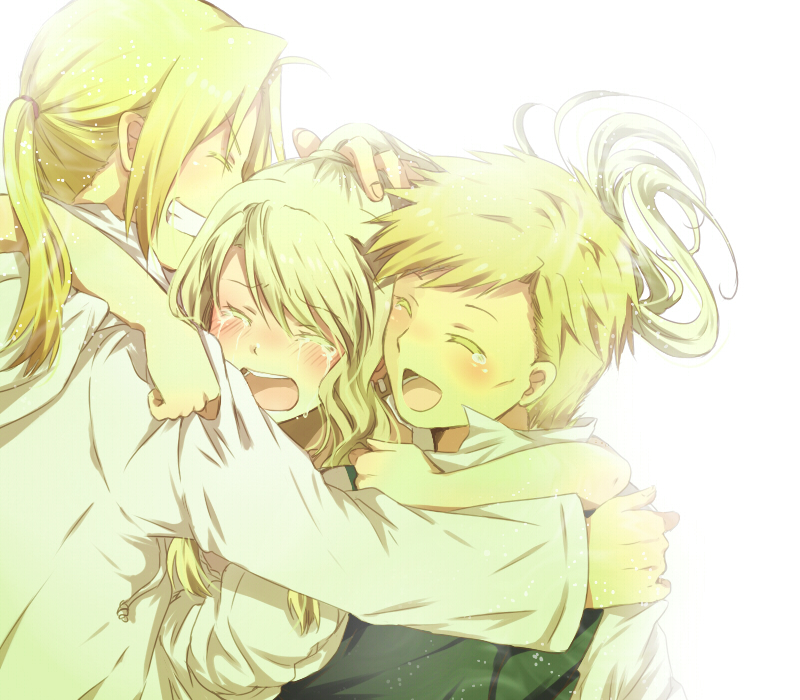 edward elric, alphonse elric, and winry rockbell (fullmetal alchemist) drawn by mitsu_yomogi