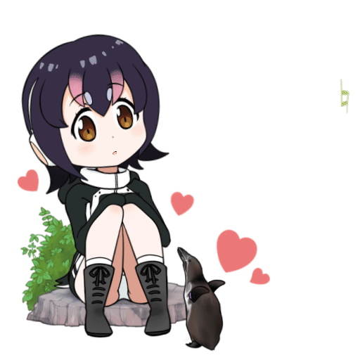 humboldt penguin and grape-kun (kemono friends) drawn by nekota_susumu