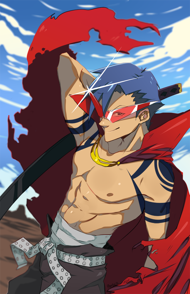 kamina (tengen toppa gurren lagann) drawn by poiizu