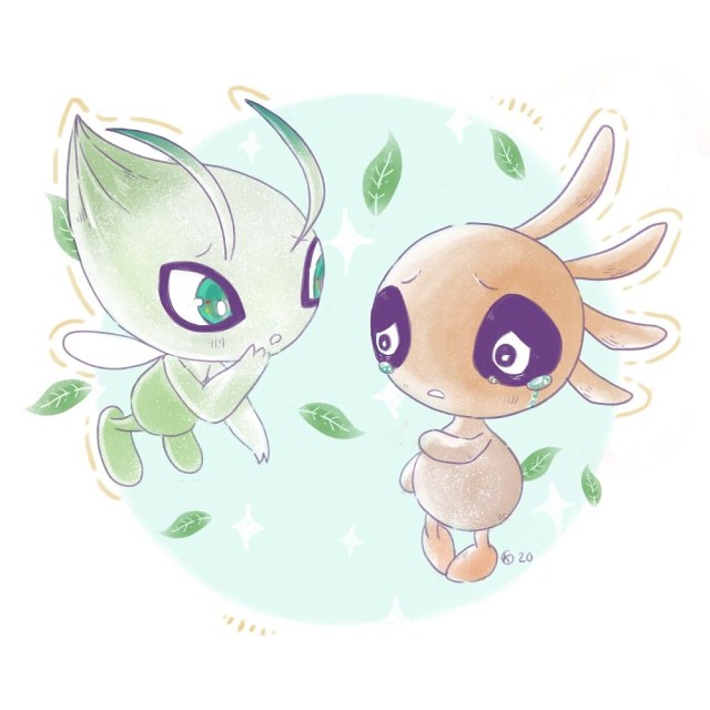 celebi and mitei12 (pokemon and 1 more) drawn by kureeru