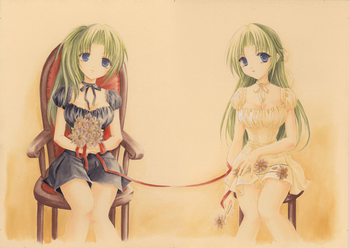 sonozaki mion and sonozaki shion (higurashi no naku koro ni) drawn by houjou_yutori