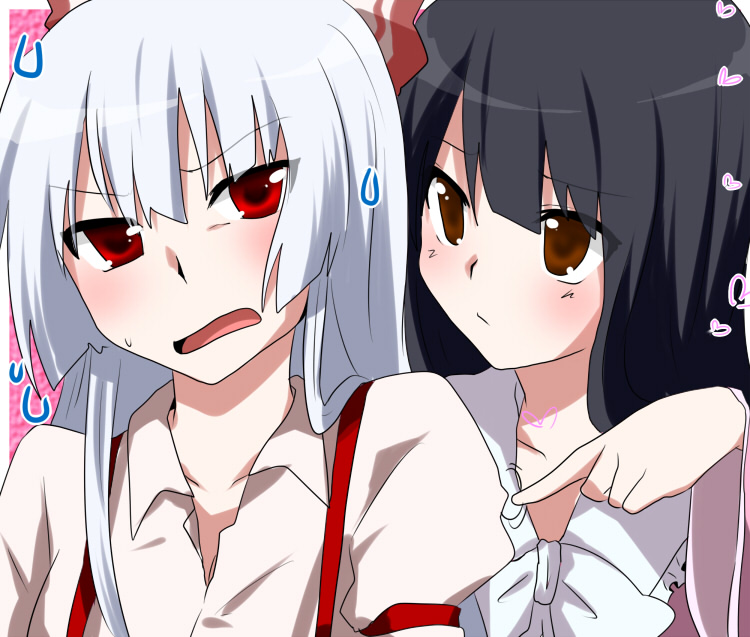 fujiwara no mokou and houraisan kaguya (touhou) drawn by marimo_danshaku