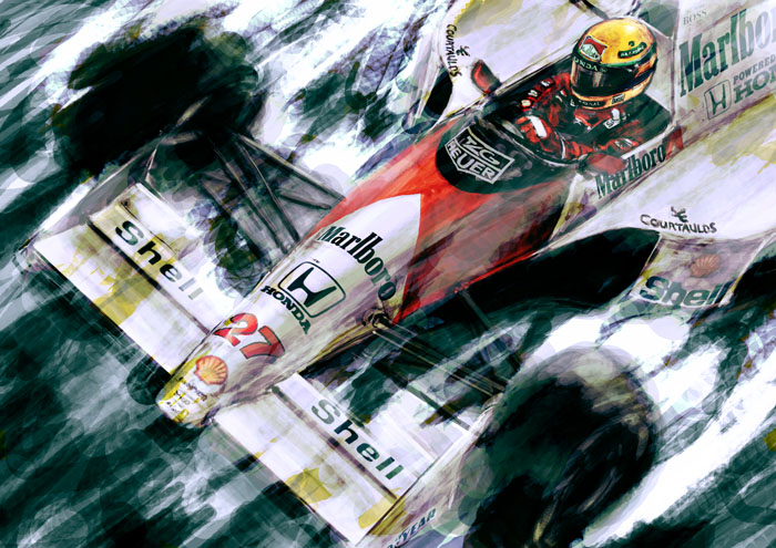 ayrton senna (real life and 1 more) drawn by baryan