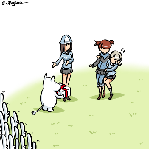 mika, aki, mikko, moomintroll, and hattifattener (girls und panzer and 1 more) drawn by kogane_(staygold)