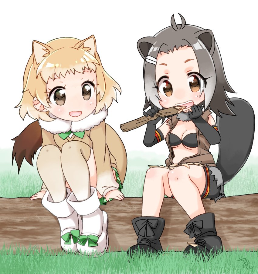 american beaver and black-tailed prairie dog (kemono friends) drawn by chiru