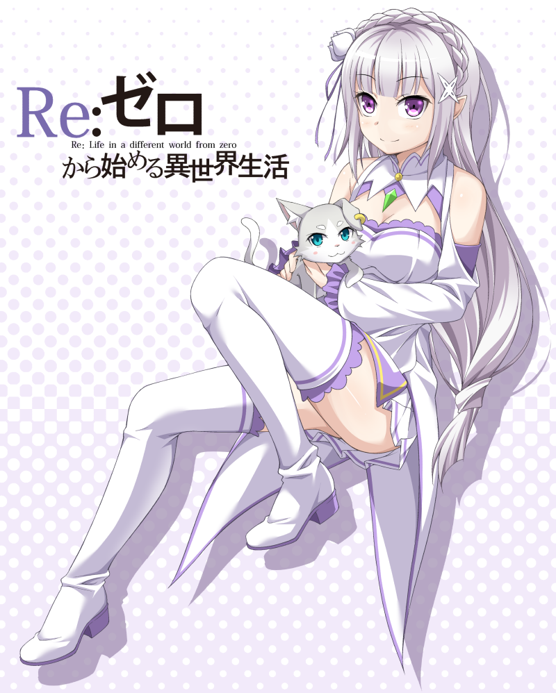 emilia and puck (re:zero kara hajimeru isekai seikatsu) drawn by kyuutou_(kyuutouryuu)