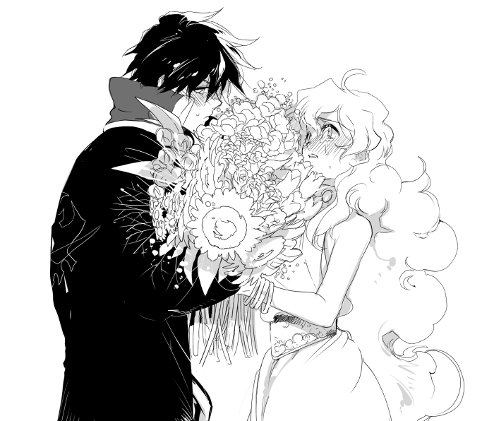 nia teppelin, simon, and garlock simon (tengen toppa gurren lagann) drawn by kanke_(yonkuma)