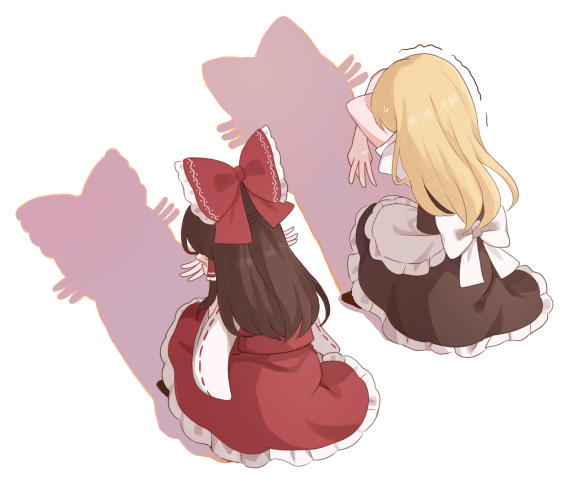 hakurei reimu and kirisame marisa (touhou) drawn by ikeyan0677