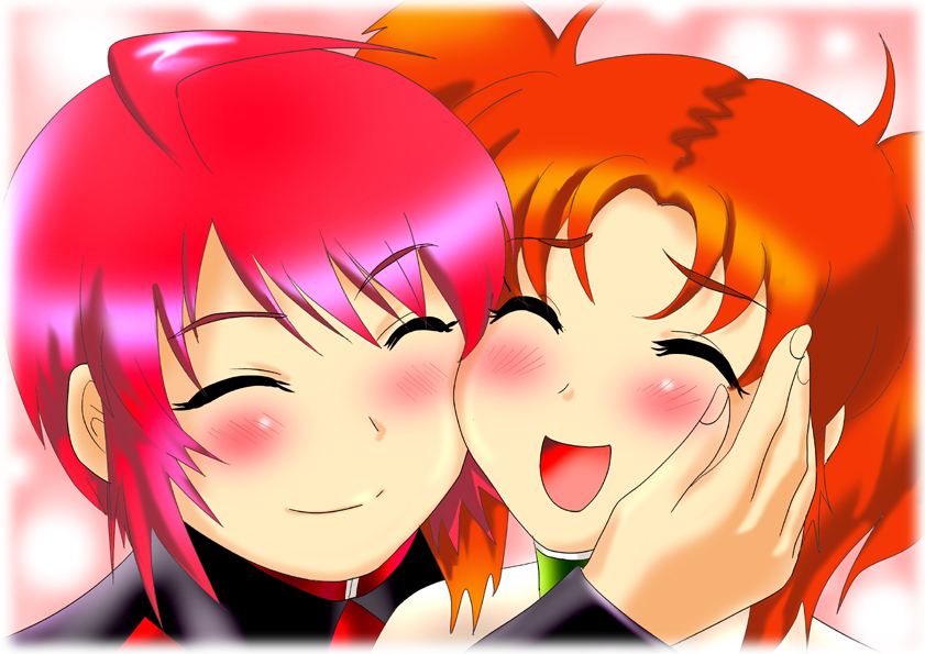 lunamaria hawke and meyrin hawke (gundam and 2 more) drawn by psycha_(artist)