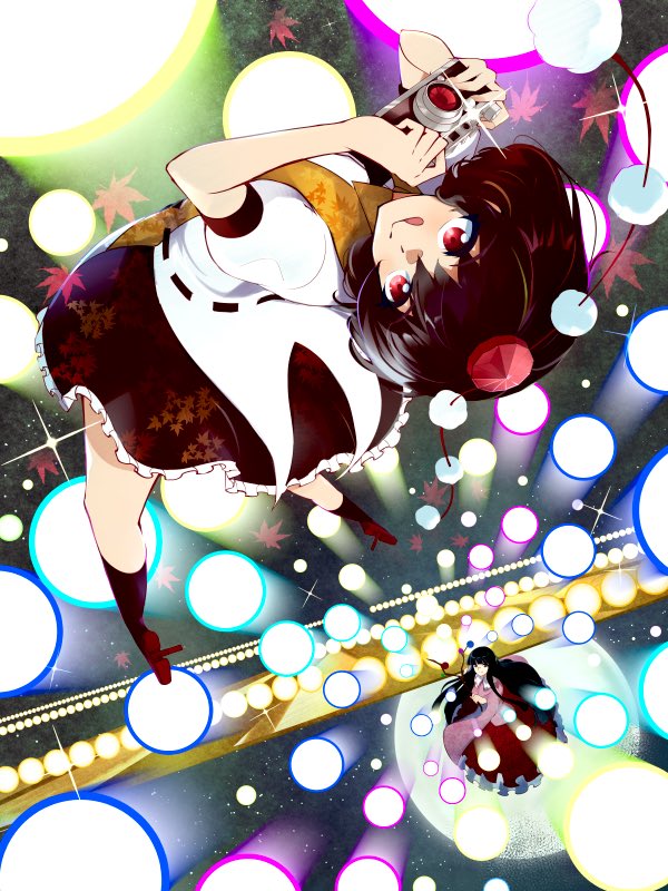 shameimaru aya and houraisan kaguya (touhou) drawn by 13-gou