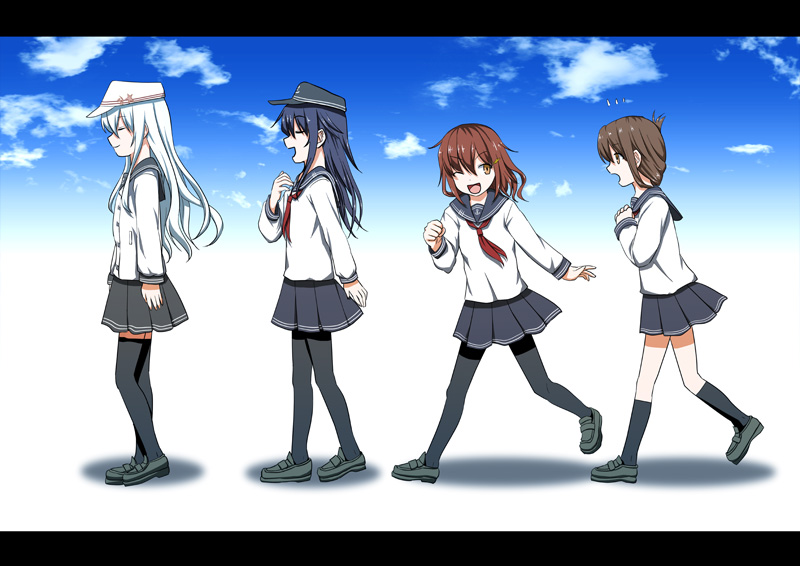 hibiki, inazuma, ikazuchi, akatsuki, and verniy (kantai collection) drawn by sumeragi_seisuke