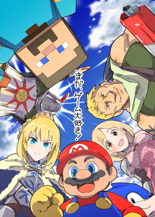 artoria pendragon, saber, mario, sonic the hedgehog, djeeta, and 3 more (fate and 8 more) drawn by ito_ryo