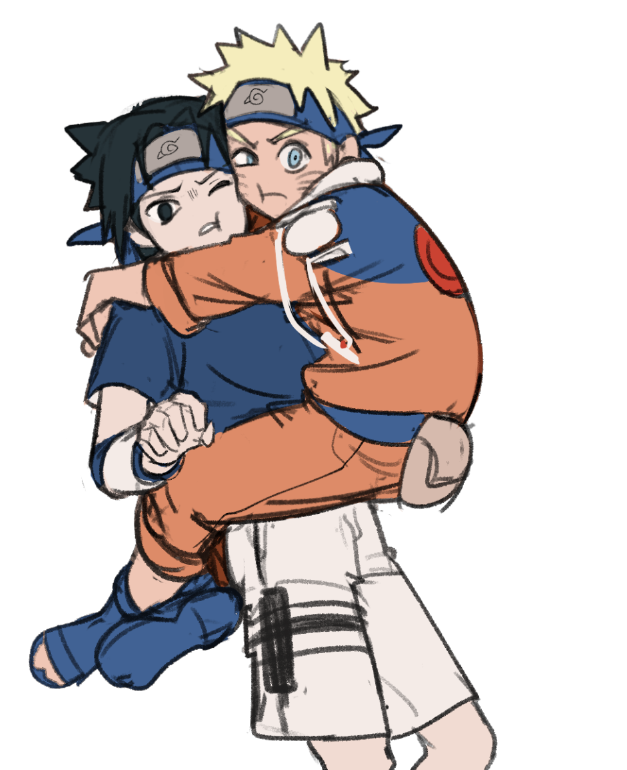uzumaki naruto and uchiha sasuke (naruto) drawn by hineshika