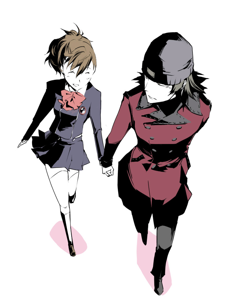 shiomi kotone and aragaki shinjirou (persona and 2 more) drawn by yamada_maya_(yamada83)