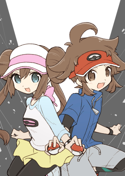 rosa and nate (pokemon and 1 more) drawn by chiyo408