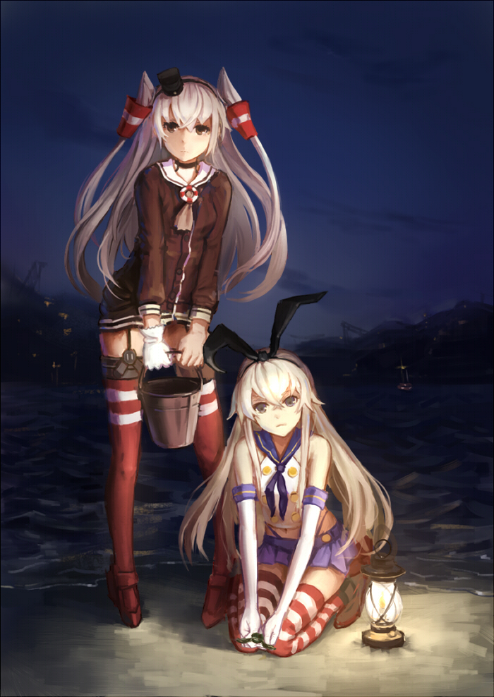 shimakaze and amatsukaze (kantai collection) drawn by kirigaku_luo