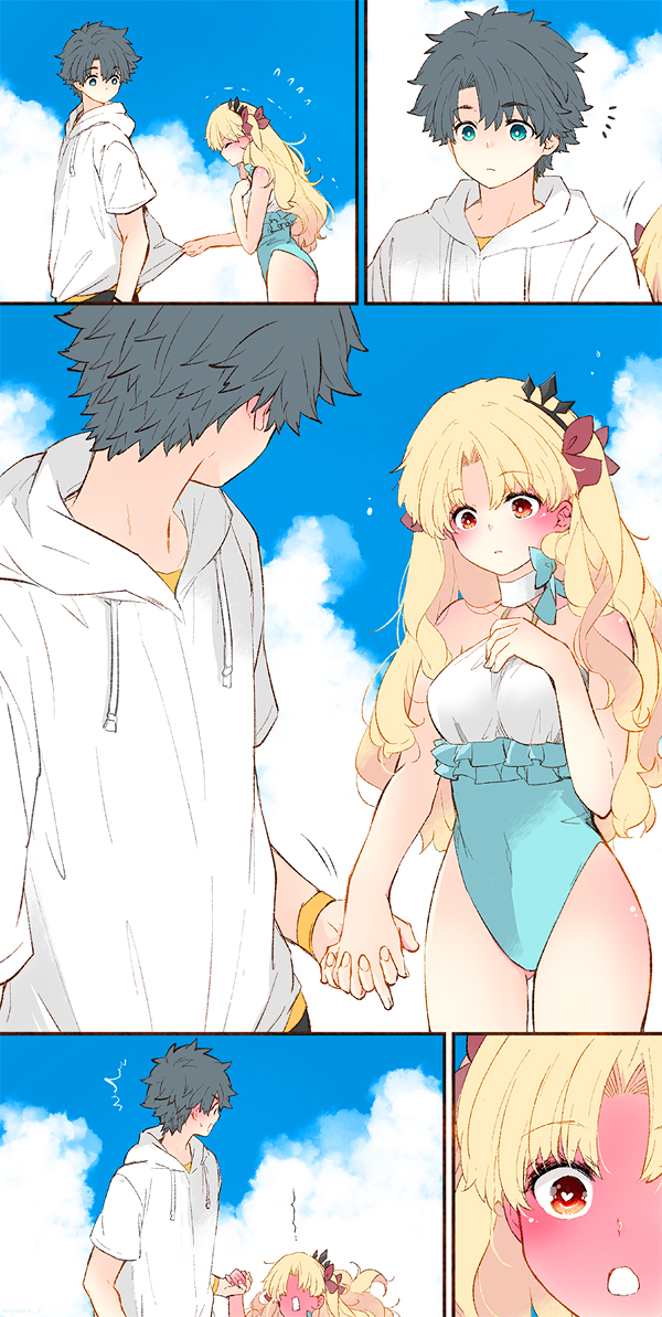 fujimaru ritsuka, ereshkigal, and space ereshkigal (fate and 1 more) drawn by azumi_(myameco)
