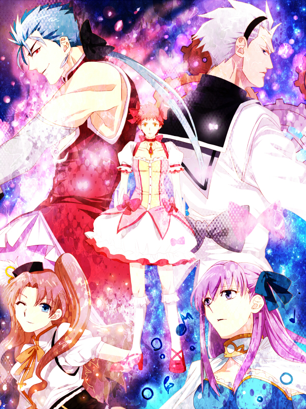 akemi homura, kaname madoka, miki sayaka, sakura kyoko, tomoe mami, and 5 more (fate and 2 more) drawn by mitsuki_mitsuno