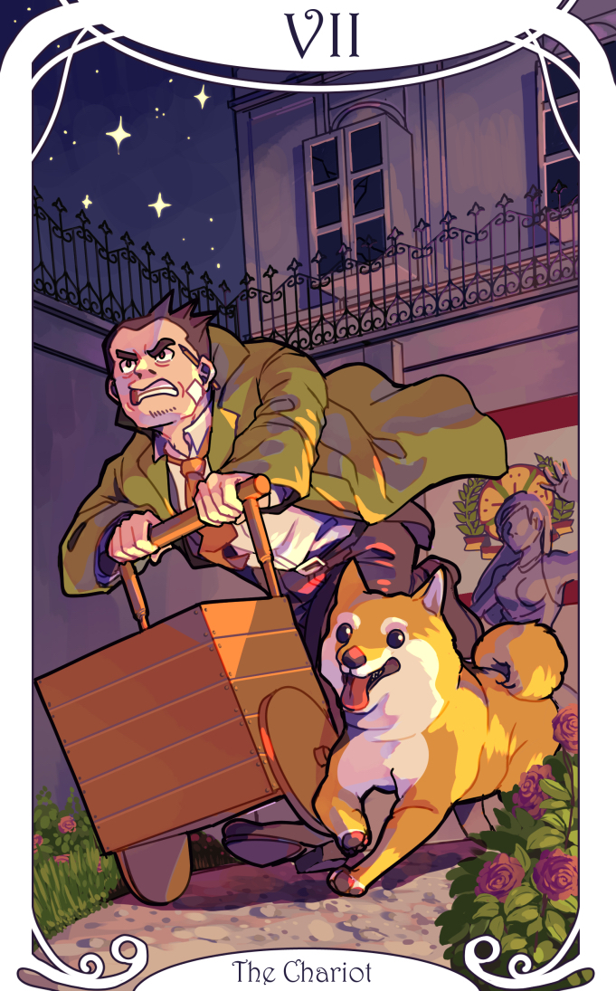 dick gumshoe and missile (ace attorney and 2 more) drawn by saginoko