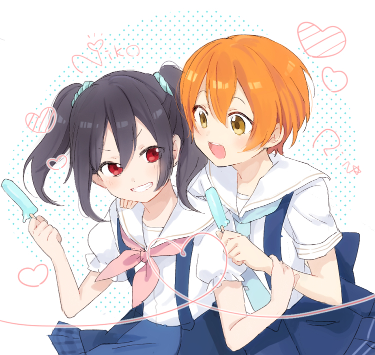 yazawa nico and hoshizora rin (love live! and 1 more) drawn by kyokutsuki