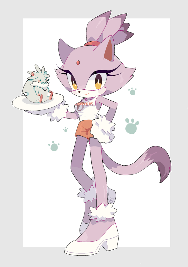 blaze the cat, silver the hedgehog, and hootie the owl (sonic and 1 more) drawn by hanybe