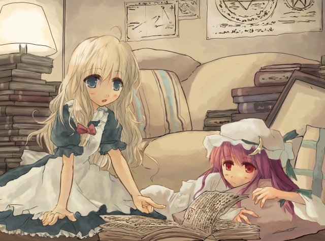 kirisame marisa and patchouli knowledge (touhou) drawn by tes_(unpre)