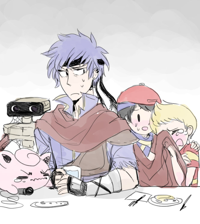 ike, jigglypuff, ness, lucas, and family computer robot (pokemon and 6 more) drawn by tecchen