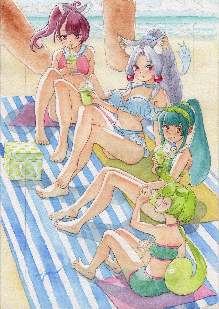 touhoku kiritan, zundamon, touhoku zunko, and touhoku itako (voiceroid and 1 more) drawn by uryan!