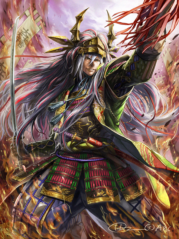 mitsunari ashida (sengoku kishin valkyrie) drawn by higashiyama_hayato