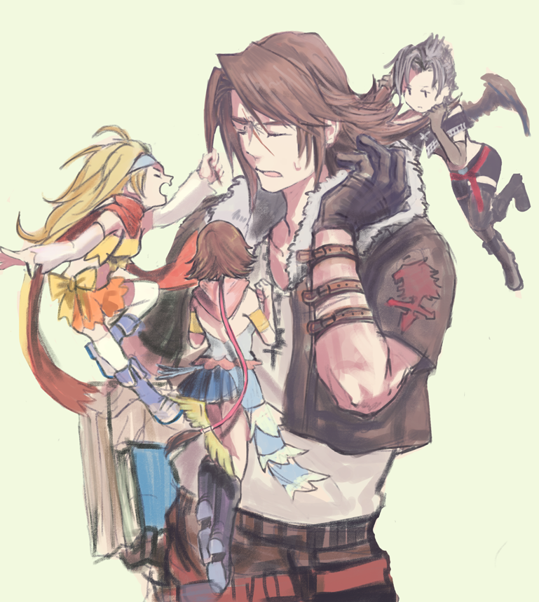 squall leonhart, yuna, rikku, thief, gunner, and 1 more (final fantasy and 6 more) drawn by umako_(sgumc1)