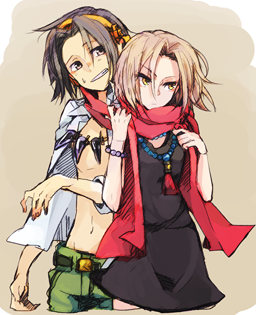 kyouyama anna and asakura yoh (shaman king) drawn by ttstoto