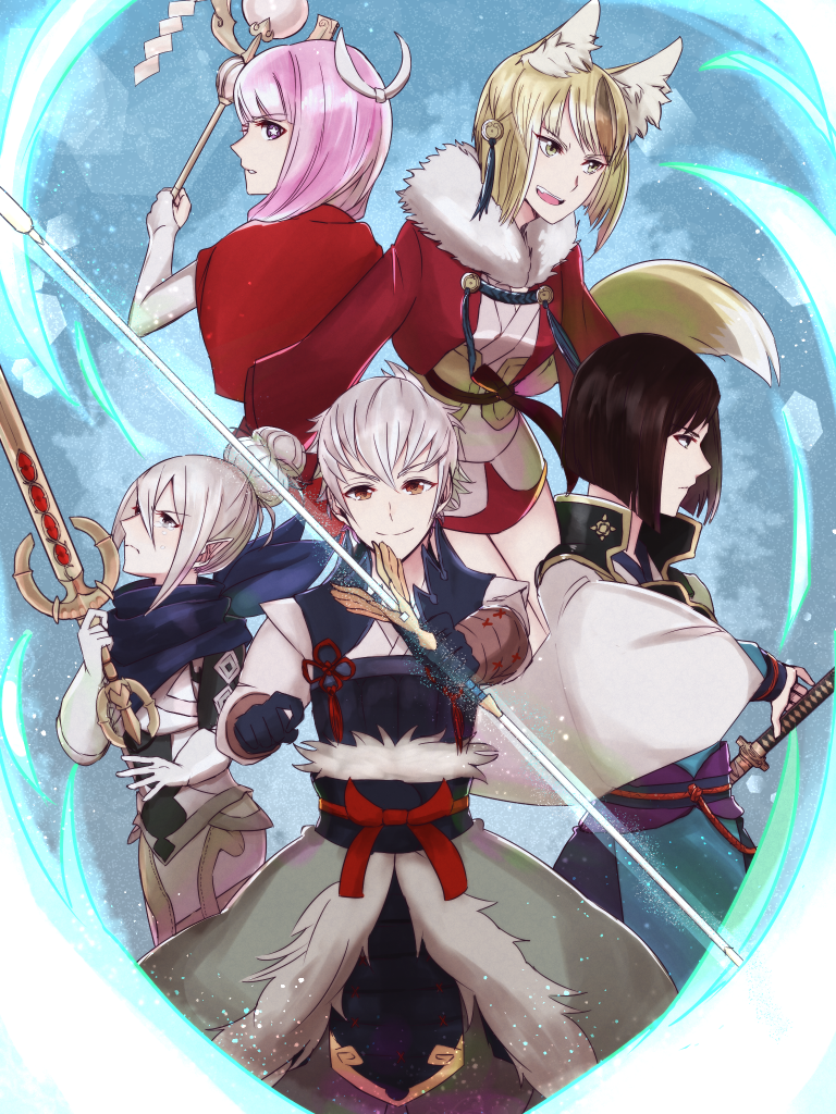 selkie, female kana, mitama, kiragi, and hisame (fire emblem and 1 more) drawn by chlxms