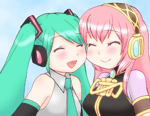 hatsune miku and megurine luka (vocaloid) drawn by oonigiri