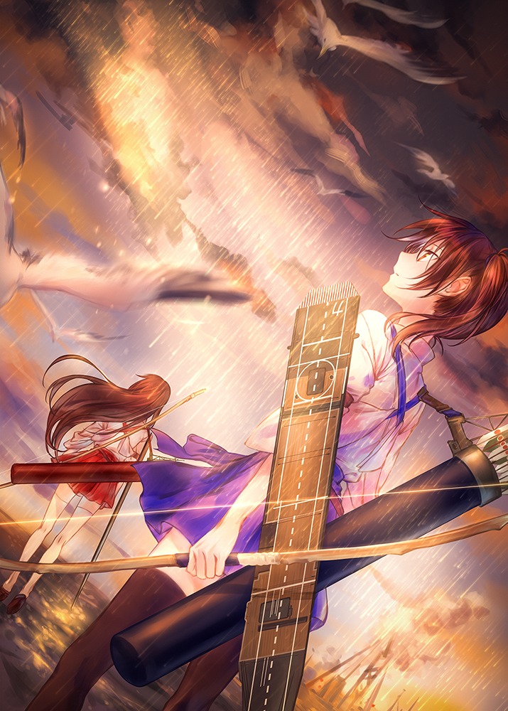 kaga and akagi (kantai collection) drawn by azmodan
