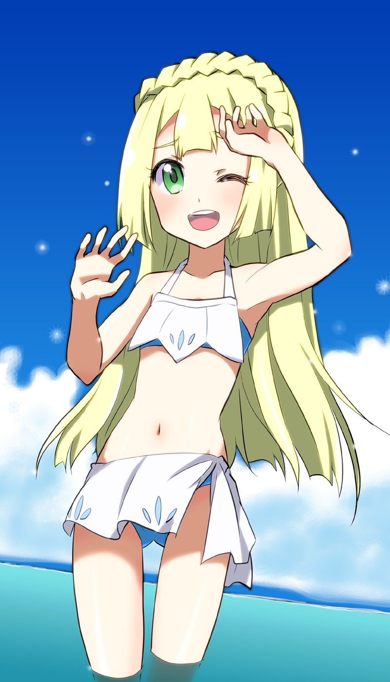 lillie (pokemon and 1 more) drawn by kairakuen_umenoka